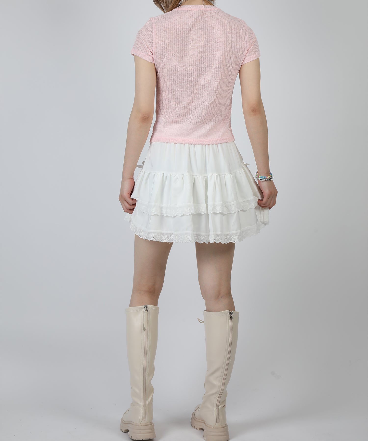 HOOK for girls　フリルレースティアードミニスカート