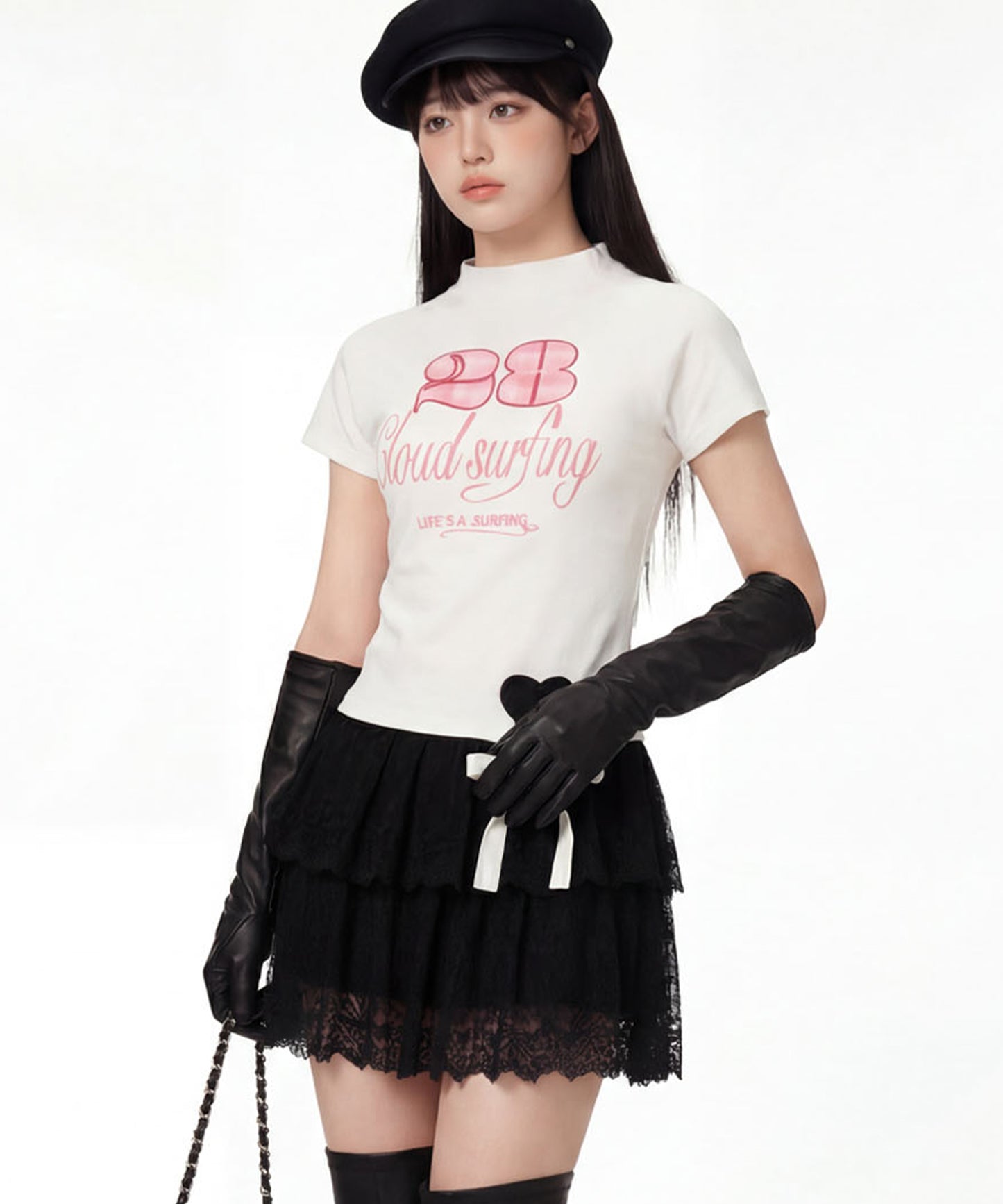 HOOK for girls　ガーリーカジュアルリボンTシャツ