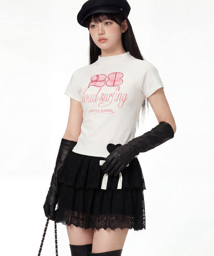 HOOK for girls　ガーリーカジュアルリボンTシャツ