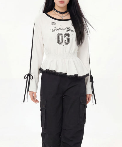 HOOK for girls リボン×ナンバーーリングロゴ　ロンT