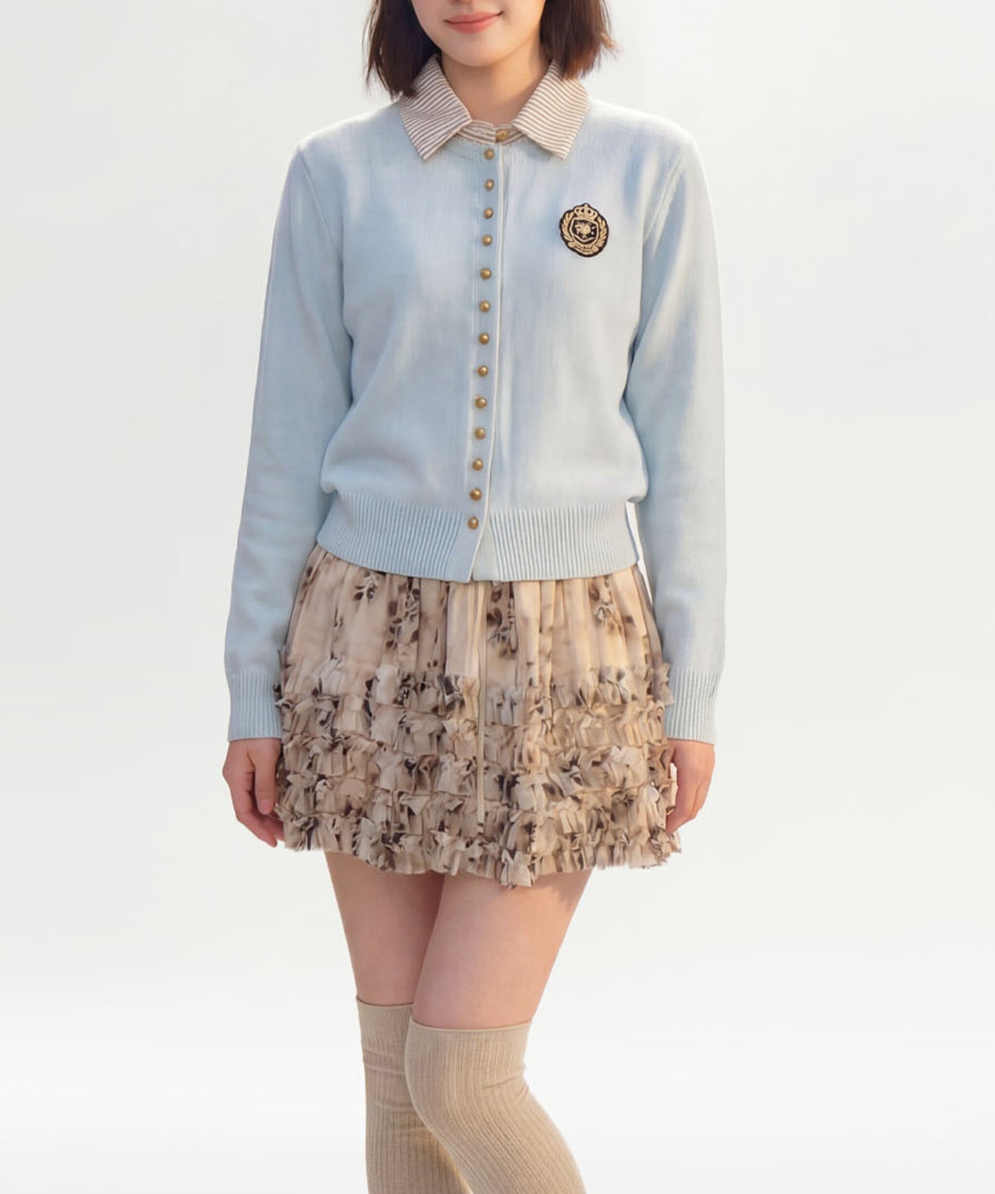 HOOK for girls　配色ストライプ襟付きカーディガン