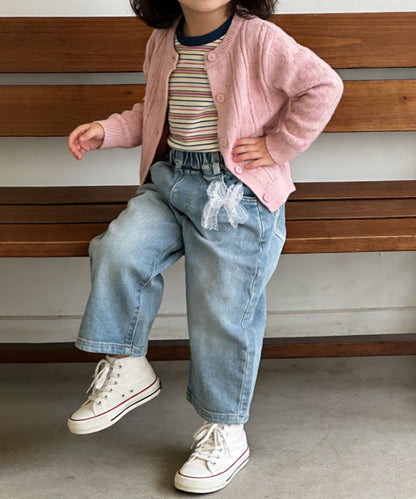 【aimoha-KIDS-】キッズ ハートポケットデニムパンツ