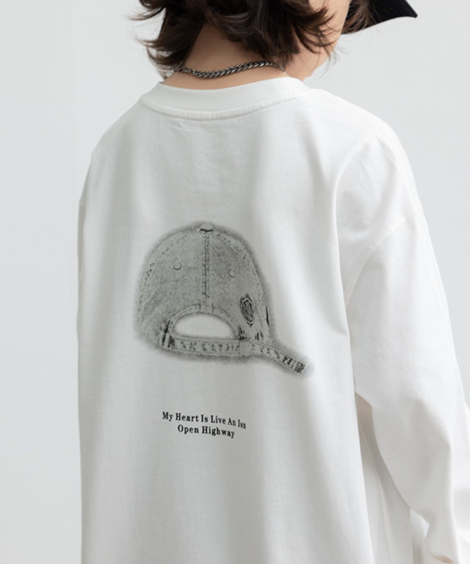 【aimoha-KIDS-】キャッププリント ロングスリーブTシャツ