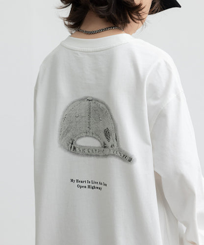 【aimoha-KIDS-】キャッププリント ロングスリーブTシャツ