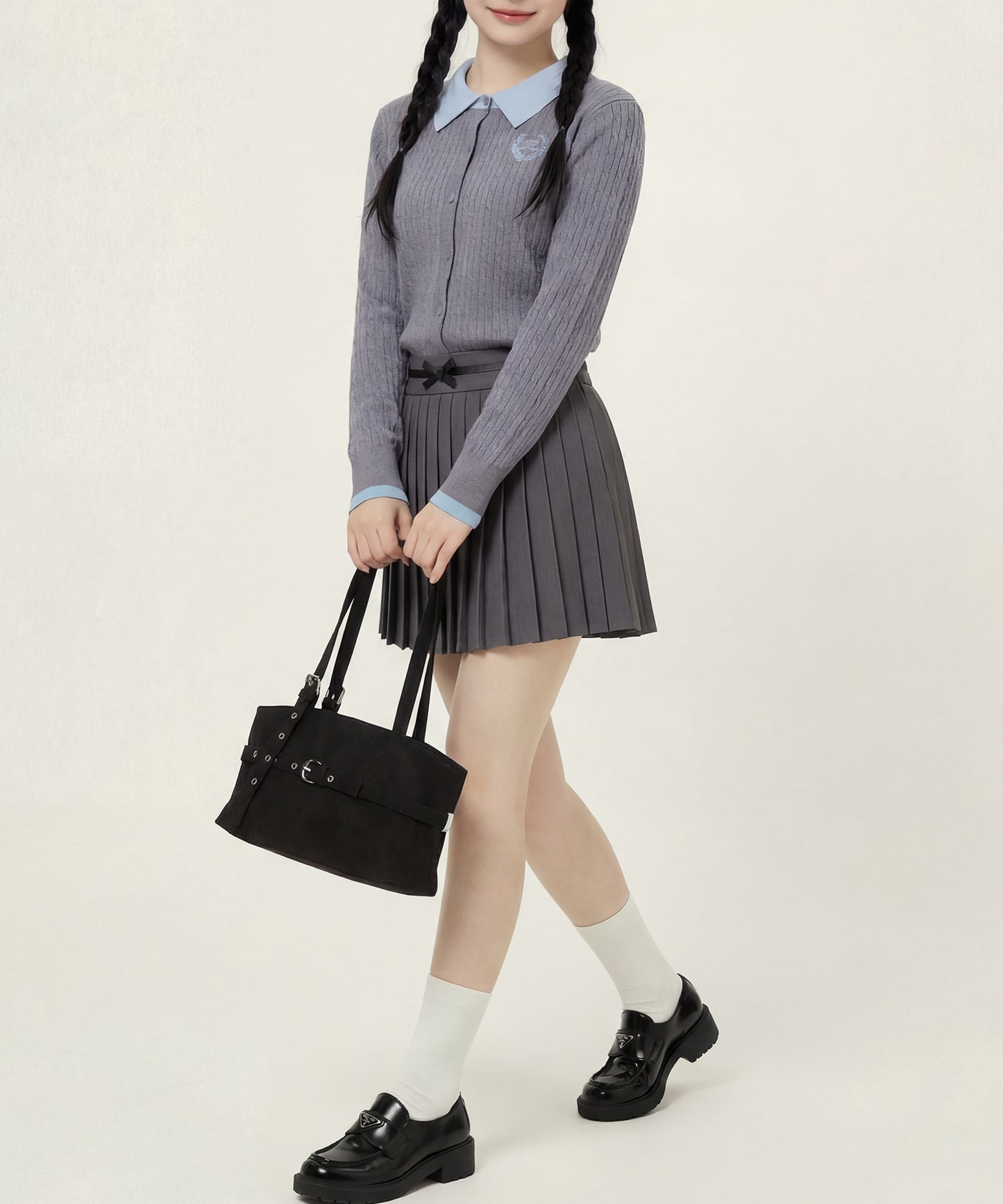 HOOK for girls　刺繍ワンポイント フレンチガーリーカーディガン