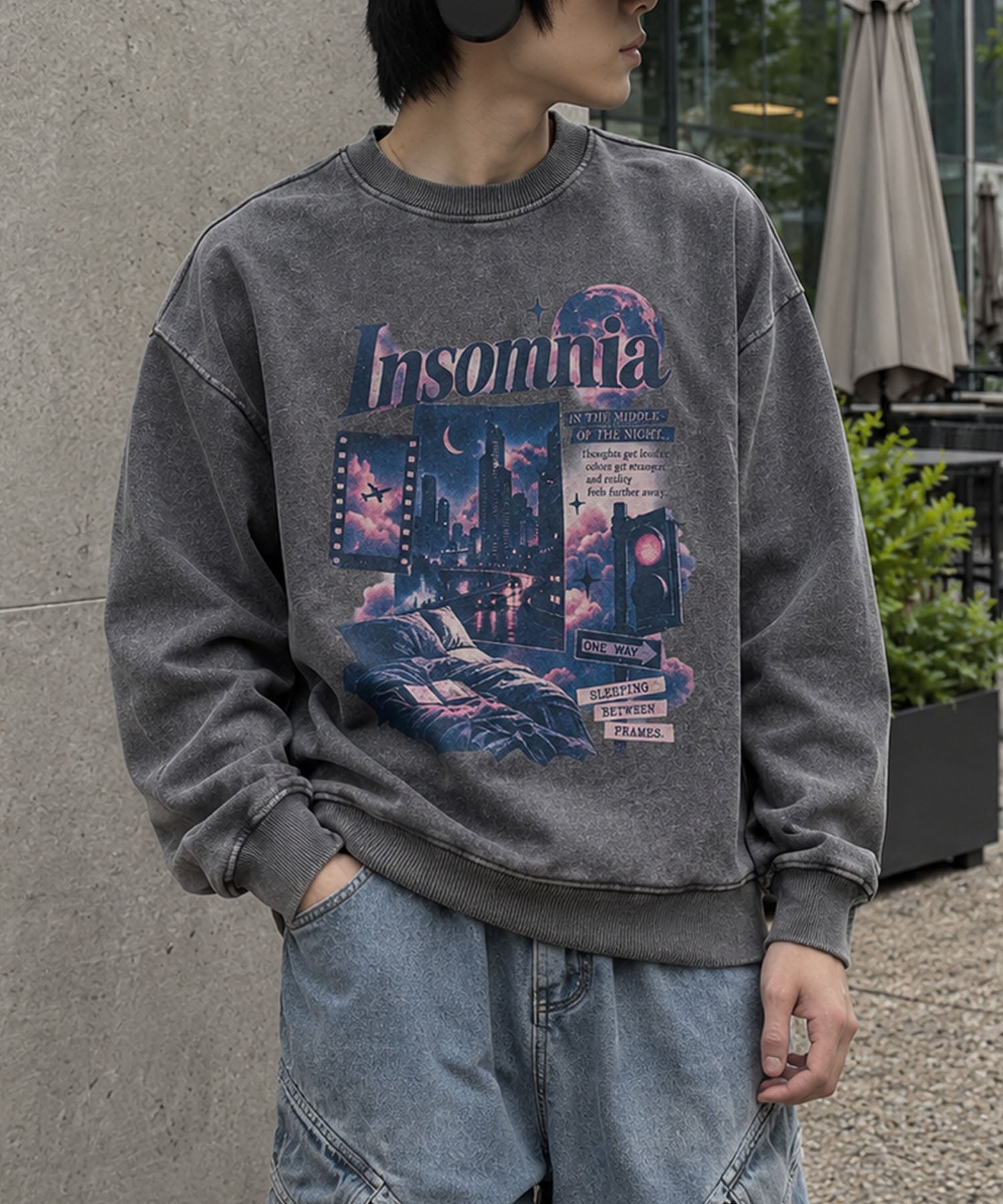 HOOK -original- INSOMNIA Assorted Space Graphic Oversized Sweatshirt