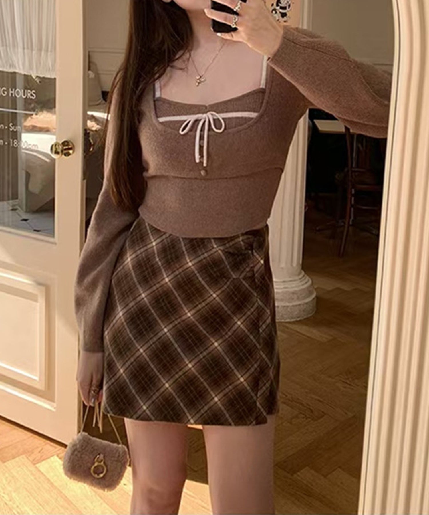 【Jasmine】 アンサンブル リボンキャミソール+ニットトップス