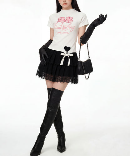 HOOK for girls　ガーリーカジュアルリボンTシャツ