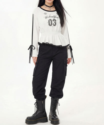 HOOK for girls リボン×ナンバーーリングロゴ　ロンT