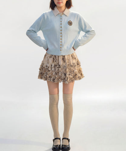 HOOK for girls　配色ストライプ襟付きカーディガン