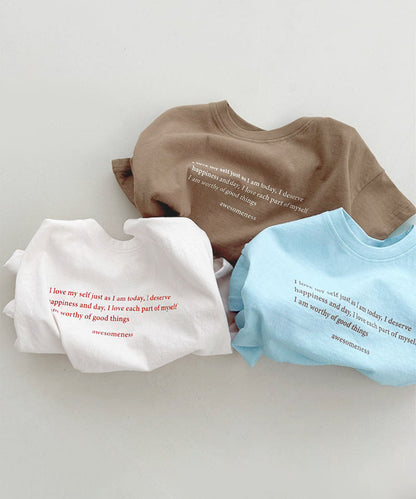【aimoha-KIDS-】ロゴプリントコットンTシャツ (SS)