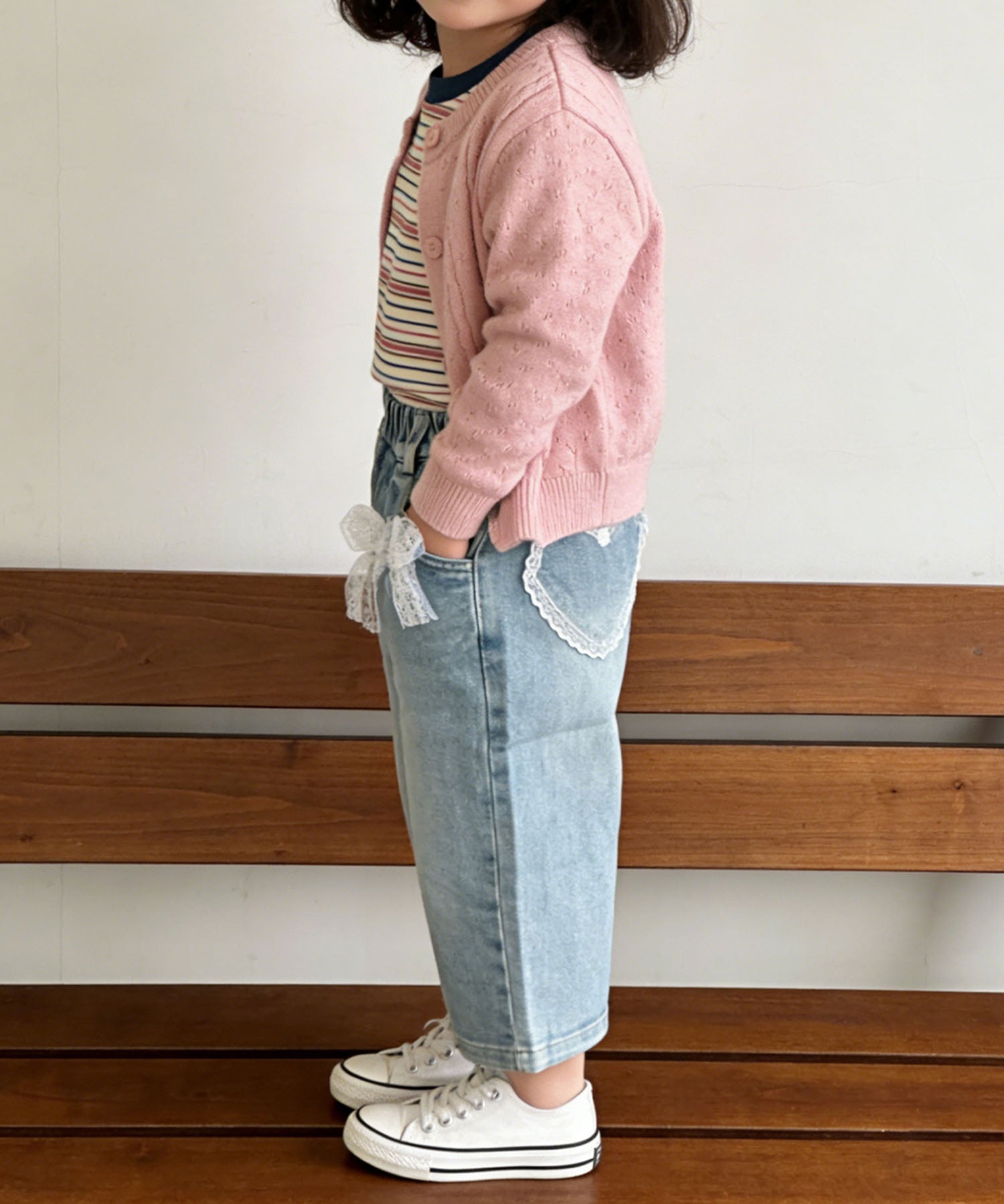 【aimoha-KIDS-】キッズ ハートポケットデニムパンツ