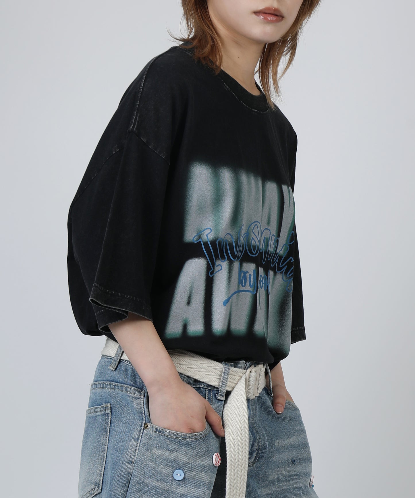 HOOK -original-　INSOMNIA　ウォッシュ加工ヴィンテージ風 ビッグTEE