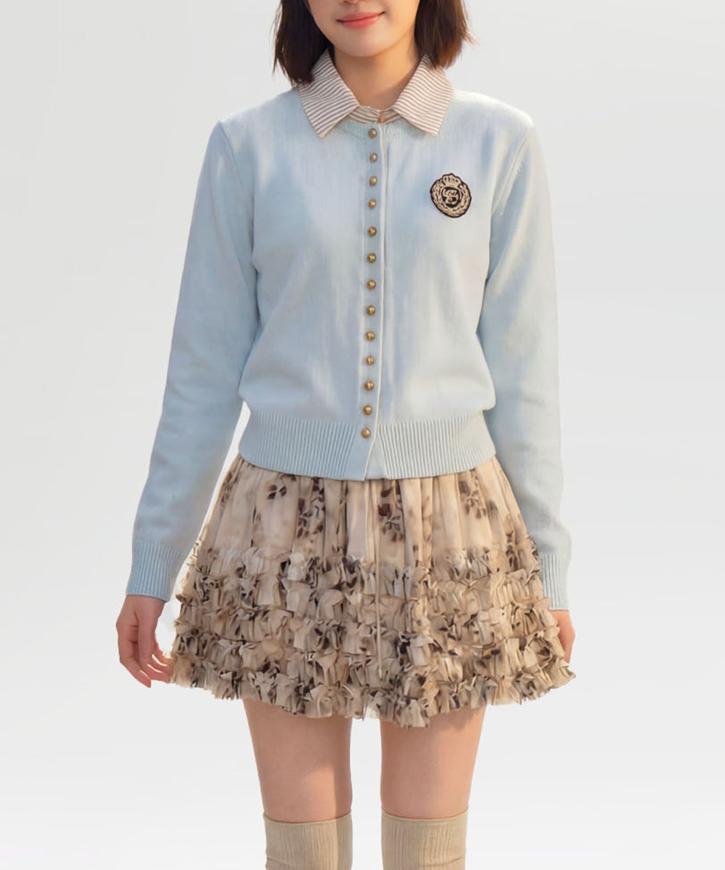 HOOK for girls　配色ストライプ襟付きカーディガン