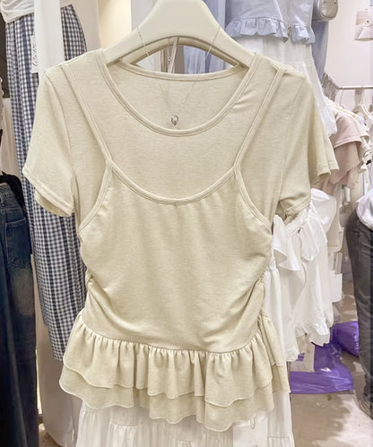 【Jasmine】レイヤード風裾フリルTシャツ
