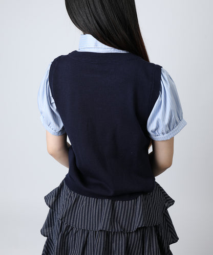 HOOK for girls ニットベスト×半袖シャツ レイヤードライクトップス