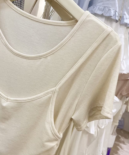 【Jasmine】レイヤード風裾フリルTシャツ
