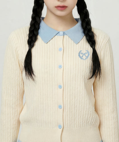 HOOK for girls　刺繍ワンポイント フレンチガーリーカーディガン