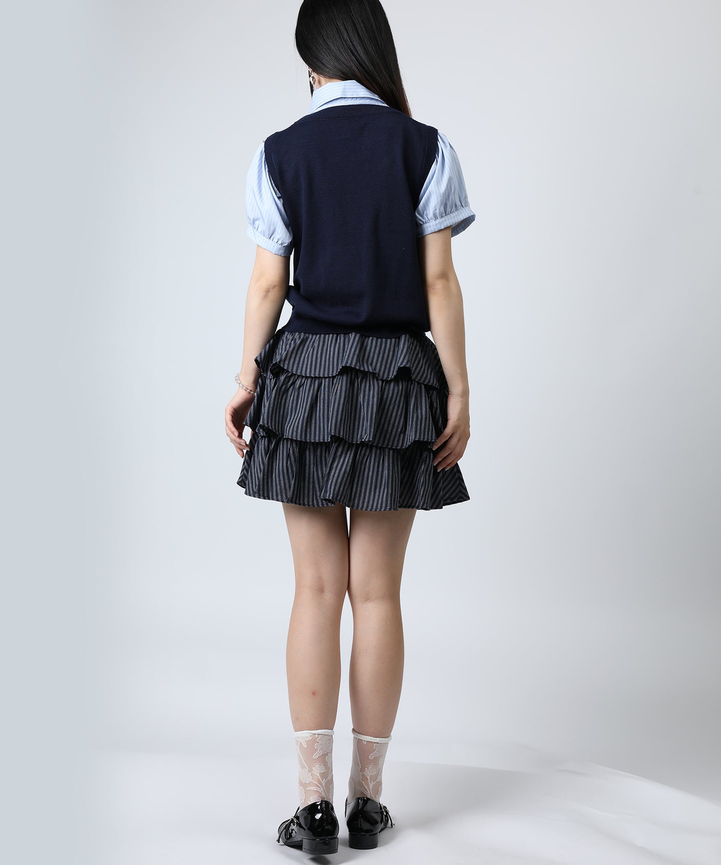 HOOK for girls ニットベスト×半袖シャツ レイヤードライクトップス