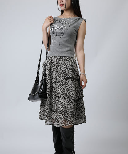 HOOK for girls クロス柄グラフィック オフショルダークロップドTシャツ
