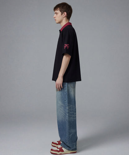 前後逆さデザイン バルーンワイドデニムパンツ