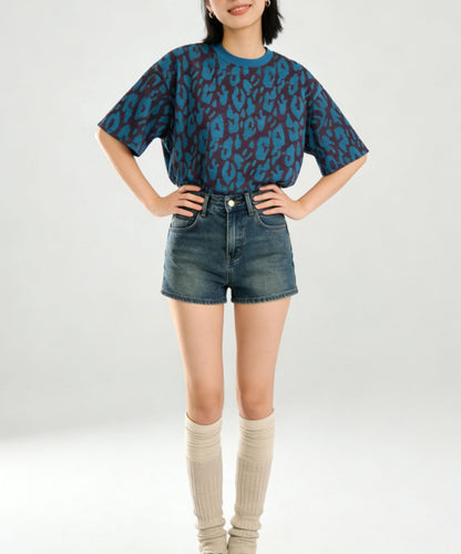 HOOK for girls　レオパード総柄 半袖Tシャツ / アニマル柄 ビッグシルエット カジュアル