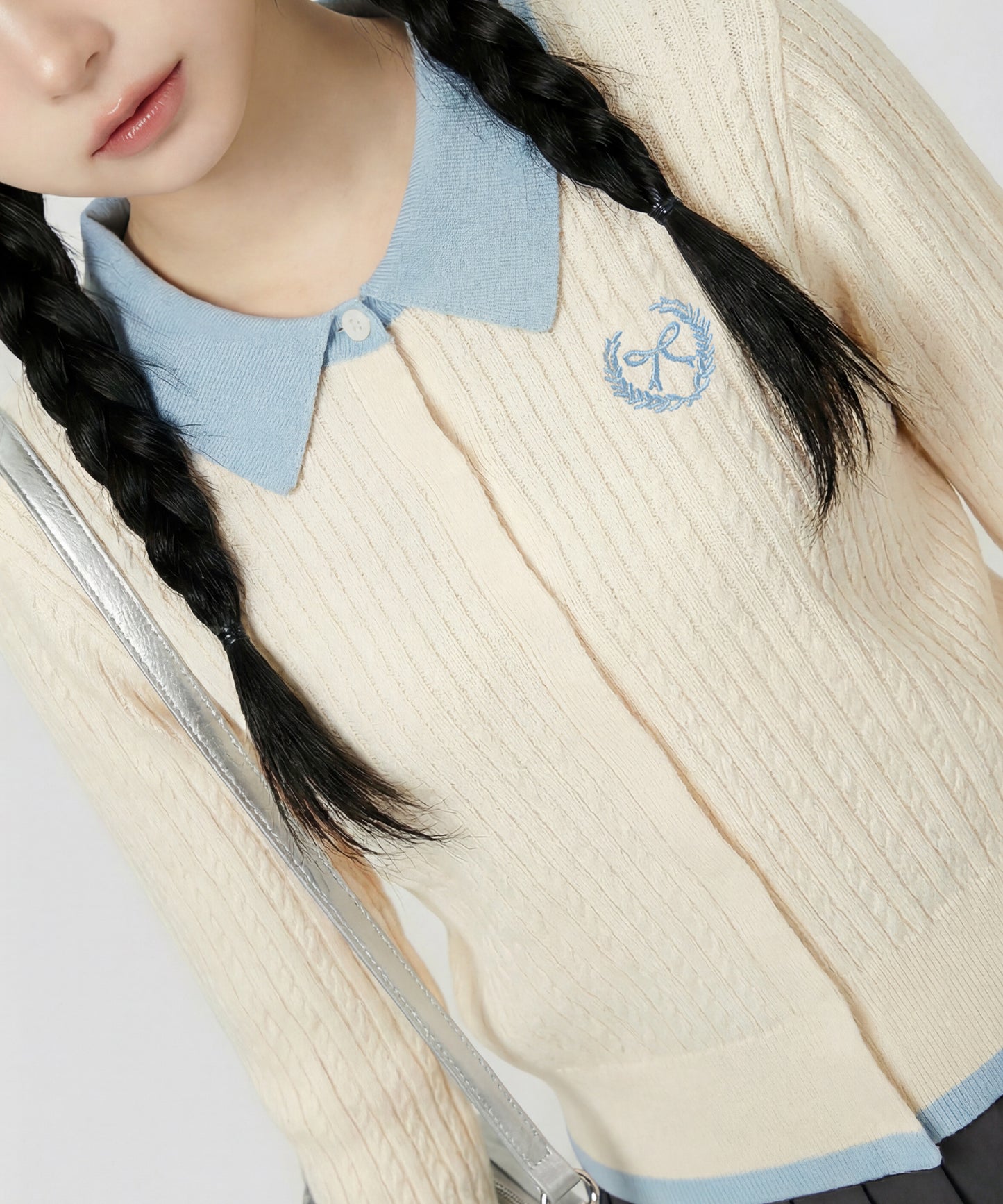 HOOK for girls　刺繍ワンポイント フレンチガーリーカーディガン