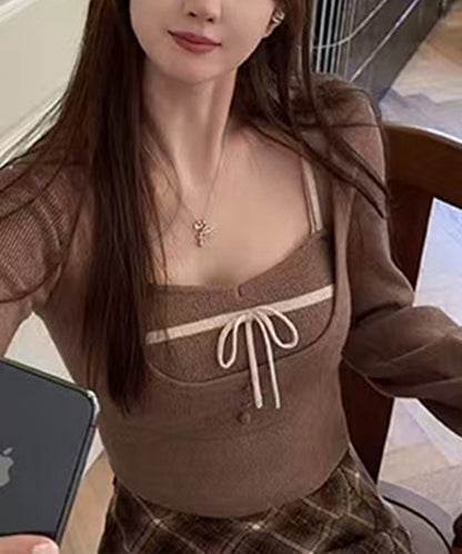 【Jasmine】 アンサンブル リボンキャミソール+ニットトップス