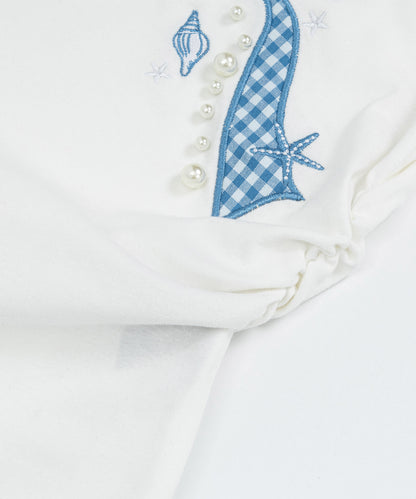 HOOK for girls　ギンガムリボンワンショルダー半袖トップス