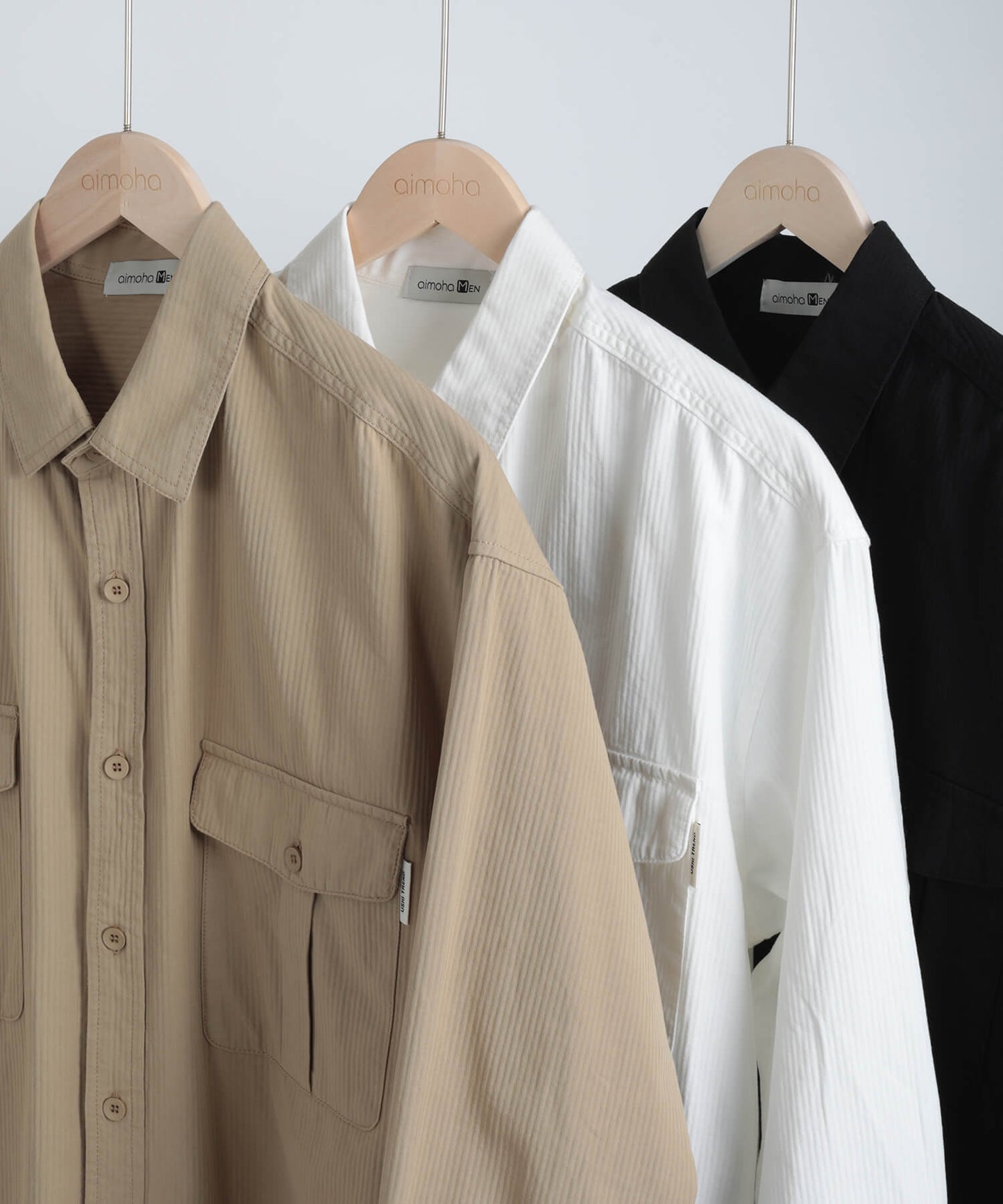 【aimoha MEN】SLIM FIT MARINE FLIP POCKET SHIRT デニムシャツ