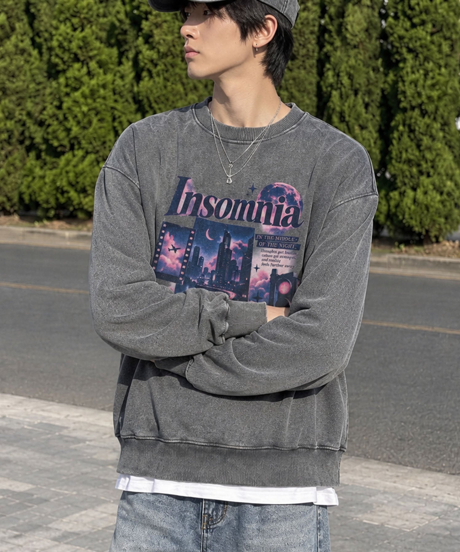 HOOK -original- INSOMNIA Assorted Space Graphic Oversized Sweatshirt