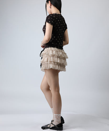 HOOK for girls バブルシフォン総柄クロップドトップス