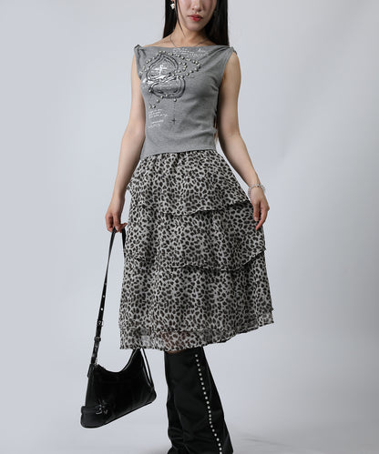 HOOK for girls クロス柄グラフィック オフショルダークロップドTシャツ