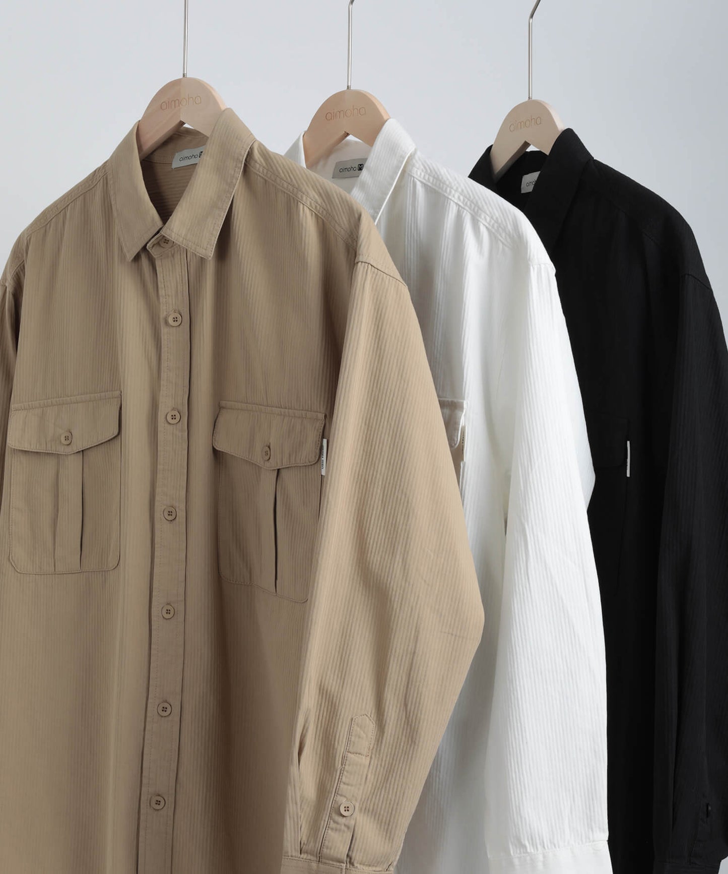 【aimoha MEN】SLIM FIT MARINE FLIP POCKET SHIRT デニムシャツ