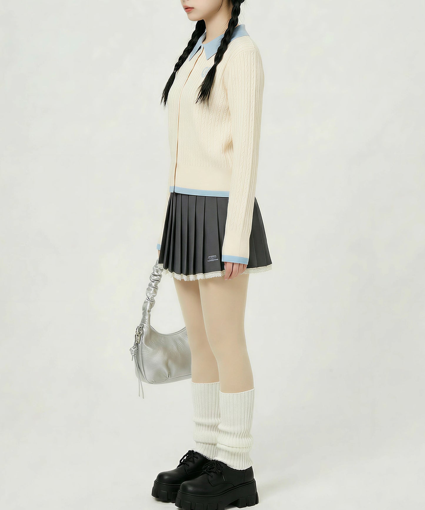 HOOK for girls　刺繍ワンポイント フレンチガーリーカーディガン