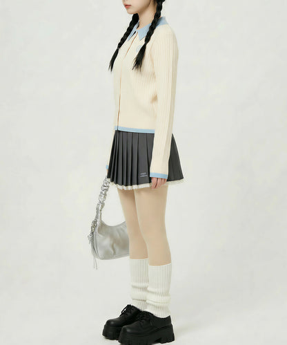 HOOK for girls　刺繍ワンポイント フレンチガーリーカーディガン