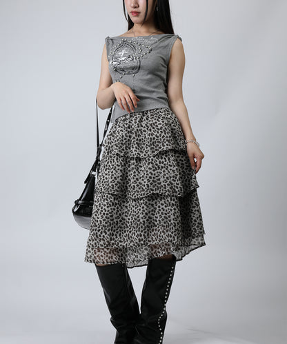 HOOK for girls クロス柄グラフィック オフショルダークロップドTシャツ