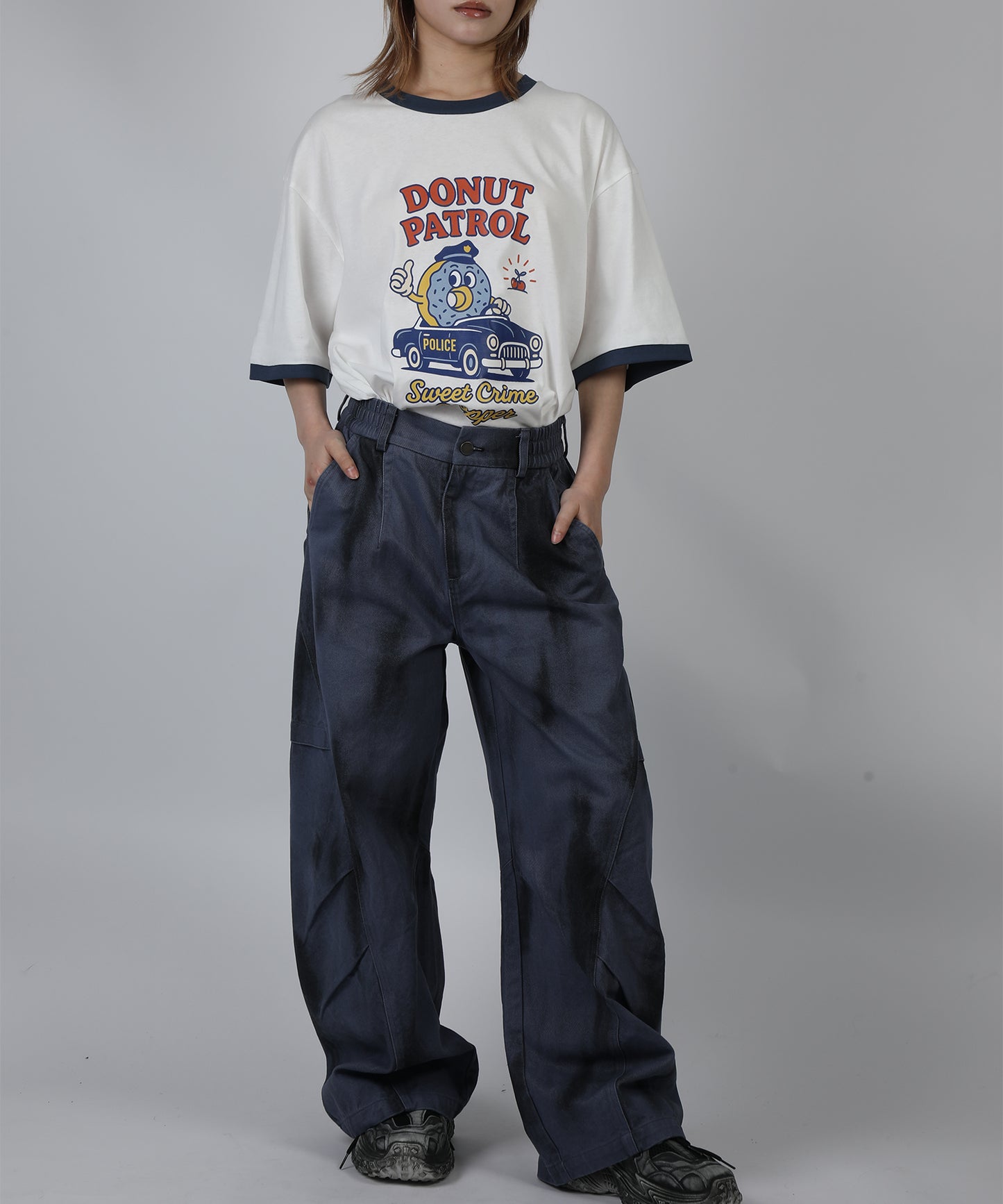 HOOK -original-　フードモチーフ アメリカンカートゥーンプリント ビッグTシャツ