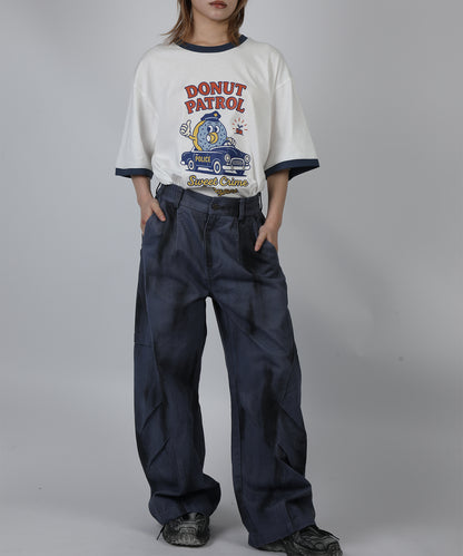 HOOK -original-　フードモチーフ アメリカンカートゥーンプリント ビッグTシャツ