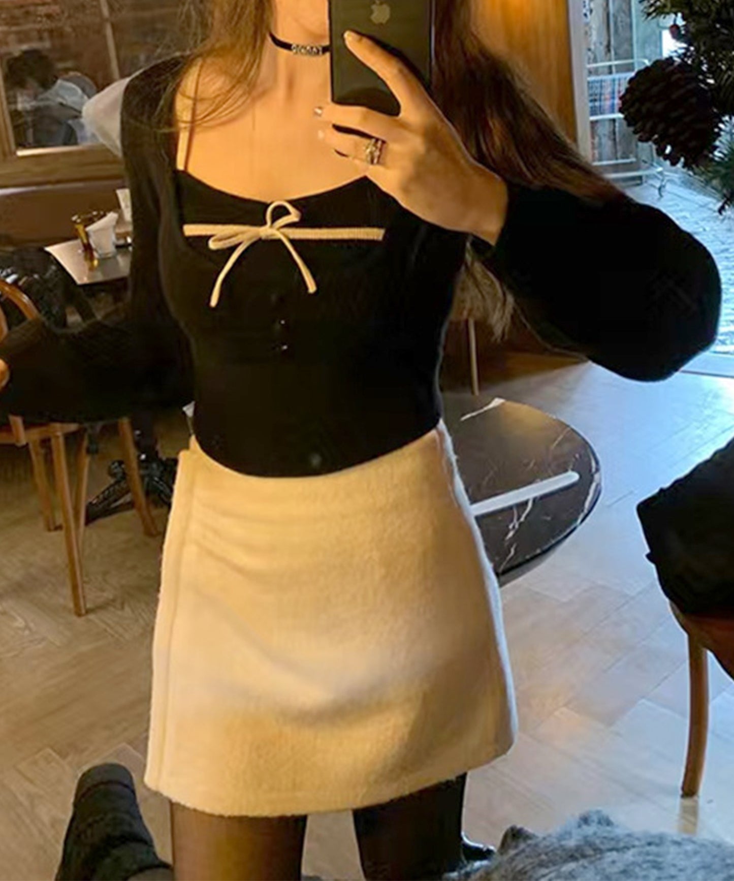 【Jasmine】 アンサンブル リボンキャミソール+ニットトップス