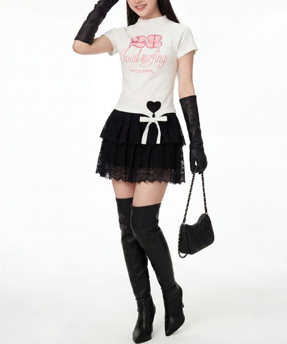HOOK for girls　ガーリーカジュアルリボンTシャツ