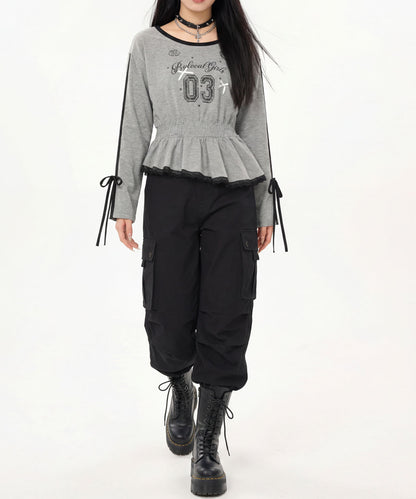 HOOK for girls リボン×ナンバーーリングロゴ　ロンT