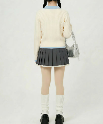 HOOK for girls　刺繍ワンポイント フレンチガーリーカーディガン