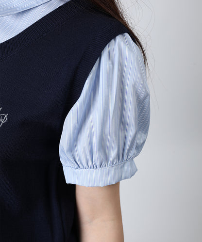 HOOK for girls ニットベスト×半袖シャツ レイヤードライクトップス