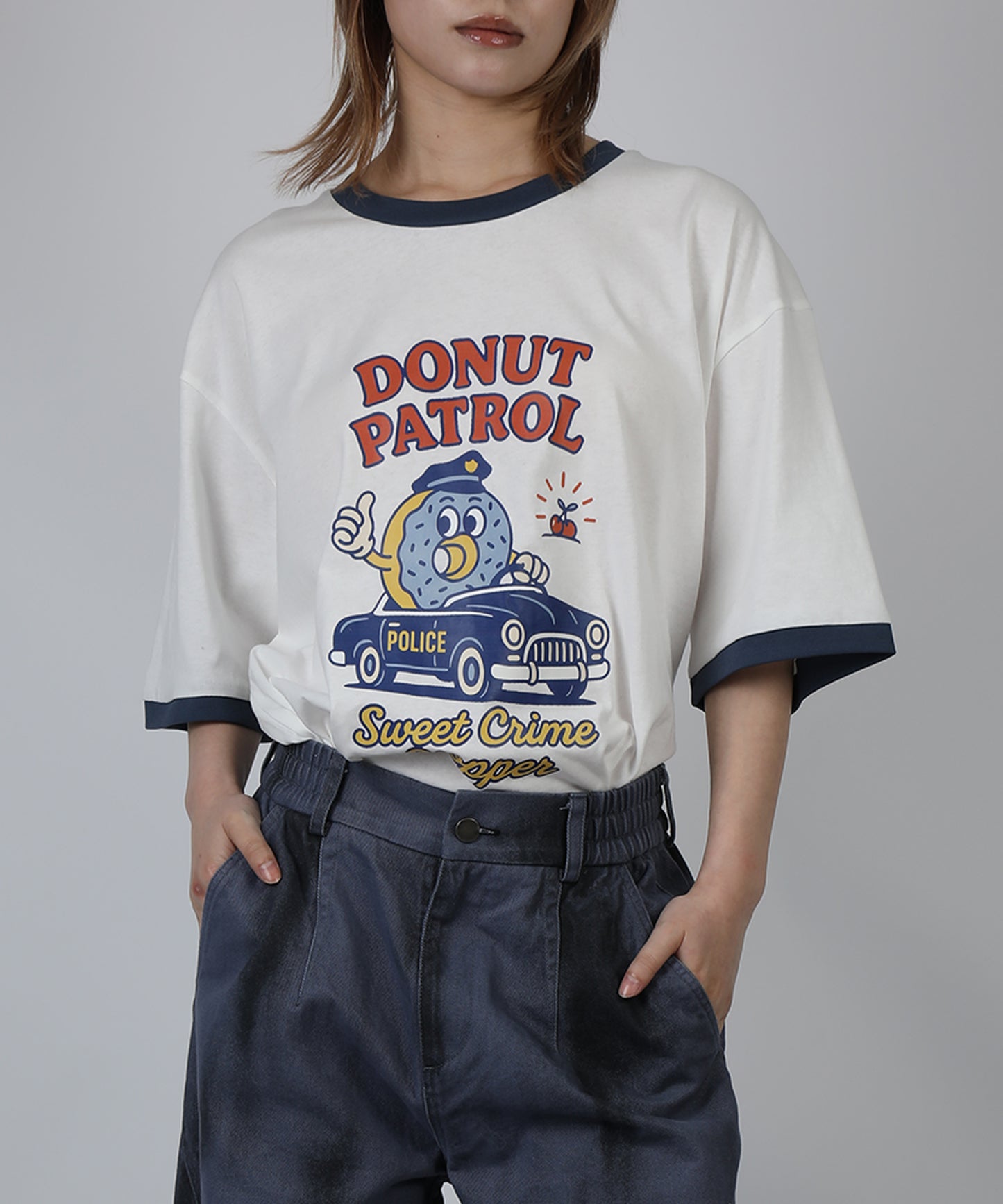 HOOK -original-　フードモチーフ アメリカンカートゥーンプリント ビッグTシャツ