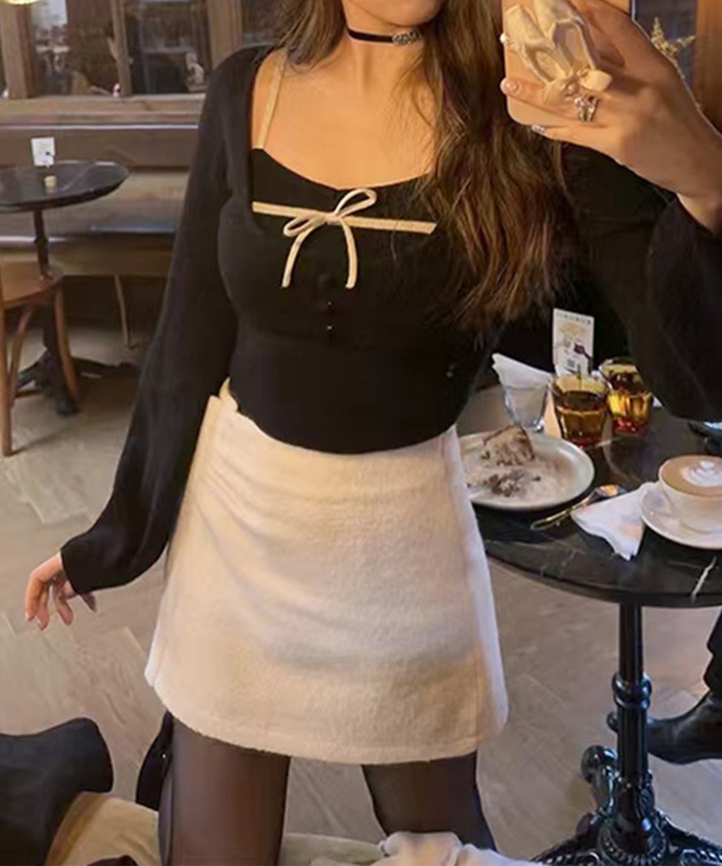 【Jasmine】 アンサンブル リボンキャミソール+ニットトップス