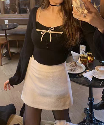 【Jasmine】 アンサンブル リボンキャミソール+ニットトップス