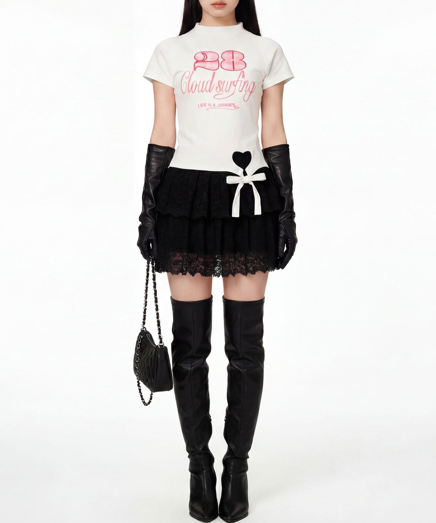 HOOK for girls　ガーリーカジュアルリボンTシャツ