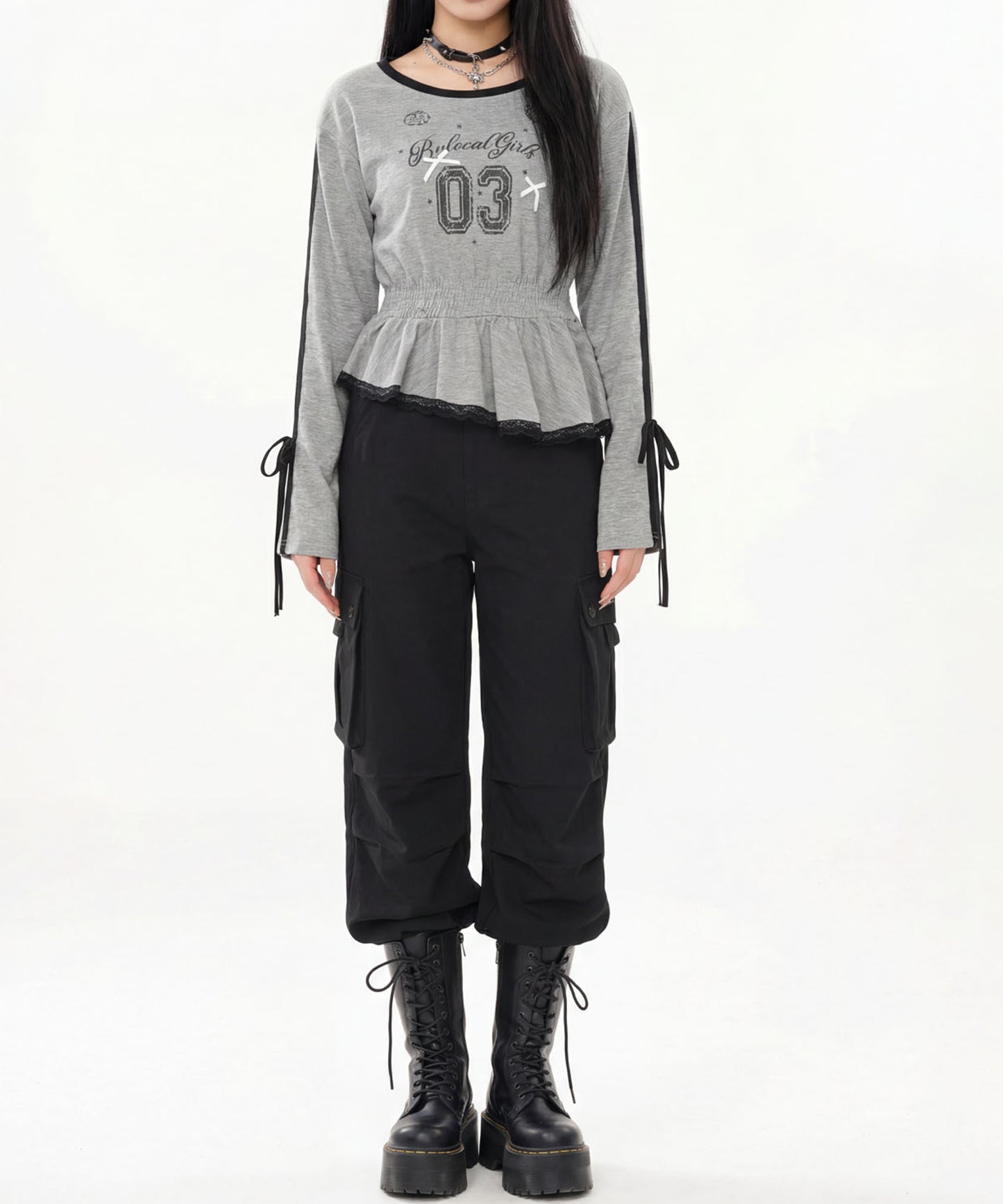 HOOK for girls リボン×ナンバーーリングロゴ　ロンT