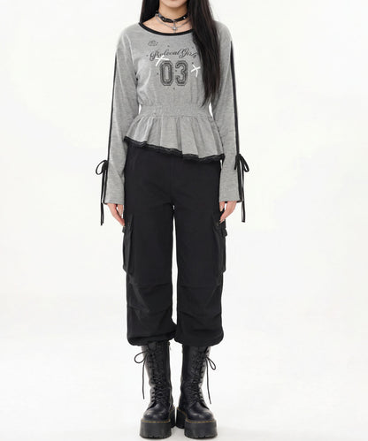 HOOK for girls リボン×ナンバーーリングロゴ　ロンT